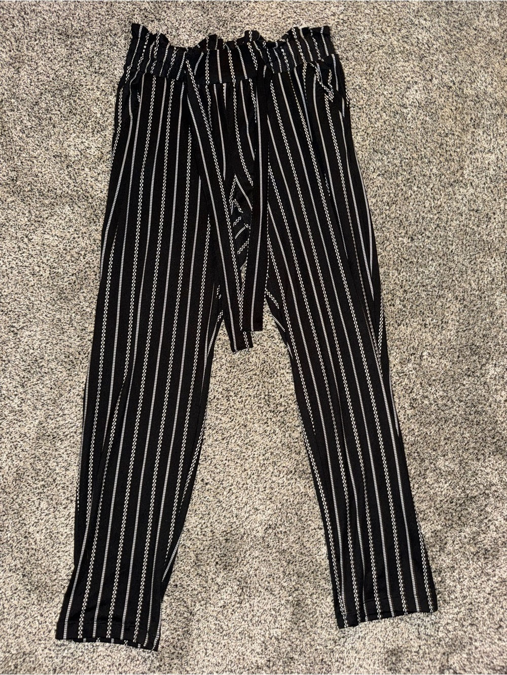Joe Benbasset Black Striped Paperbag Waist Trousers